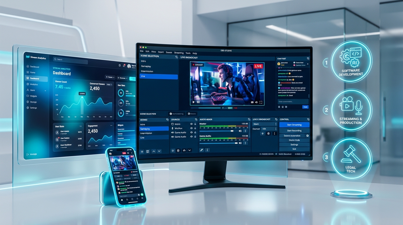 AlsizTech Ecosistema Integral — Software Development, OBS Broadcast Streaming y Legal Tech